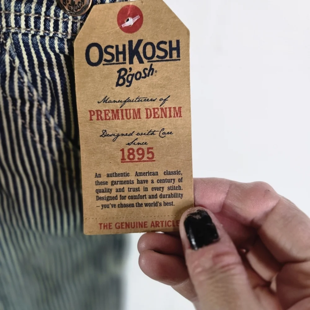 Vtg Osh Kosh B'Gosh Vestbak Engineer Striped Denim Overalls New 1895